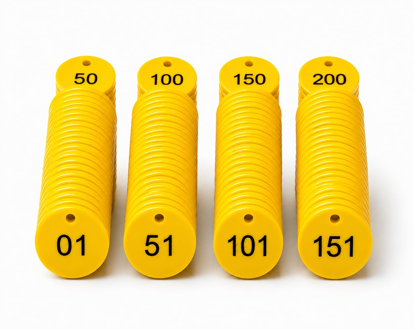 MOREL Embossed Yellow Plastic Round Shape Token Coin with Hole USE for Shop, Board Games, Stores, Casino, School.|1 to 200 Numerical Coins.-image-45