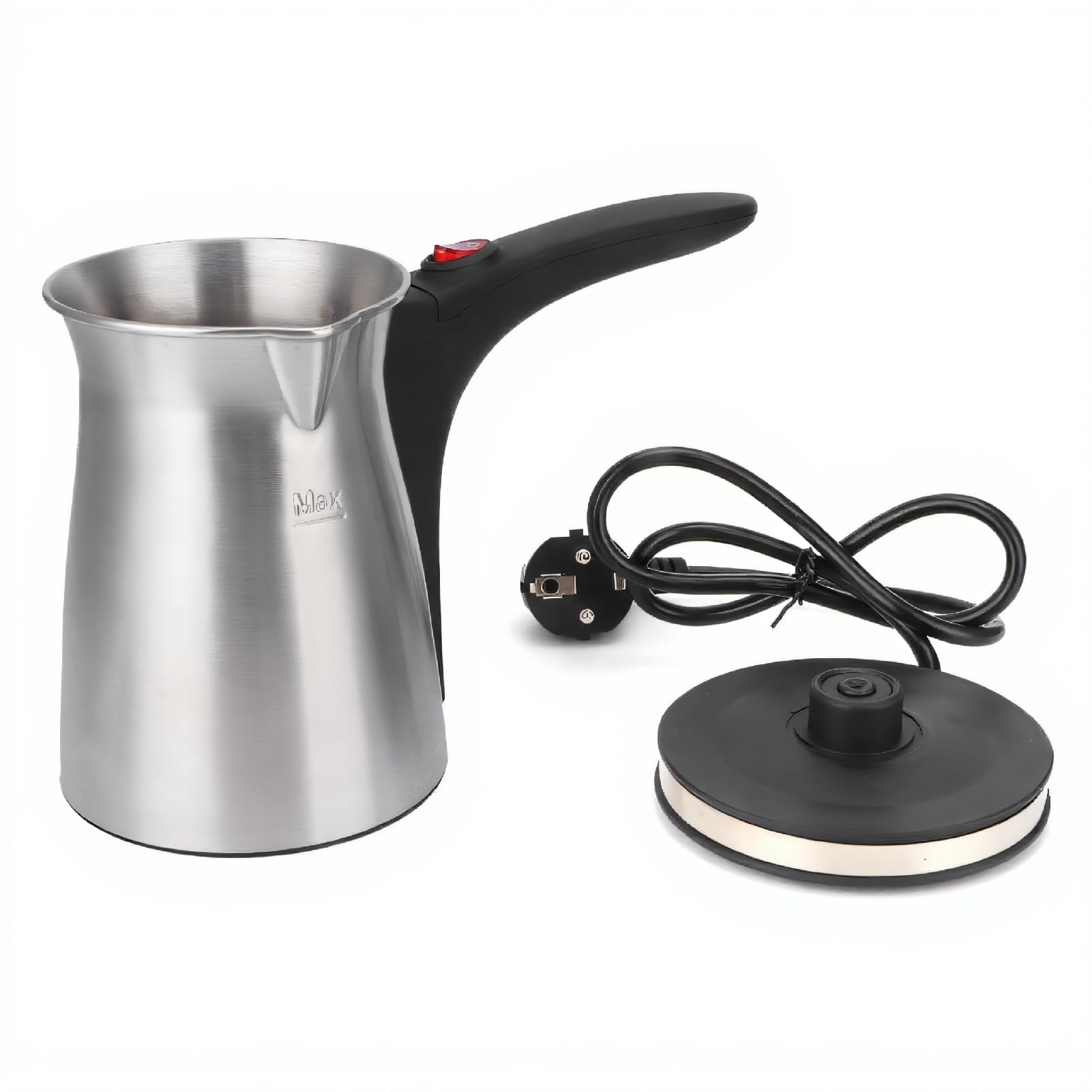 eléctrica de inmersión de 800 W y 500 ml, calentador de leche y café, olla pequeña de acero inoxidable para uso doméstico, 14 x 11 x 11 cm/5,5 x 4,3 x 4,3 pulgadas