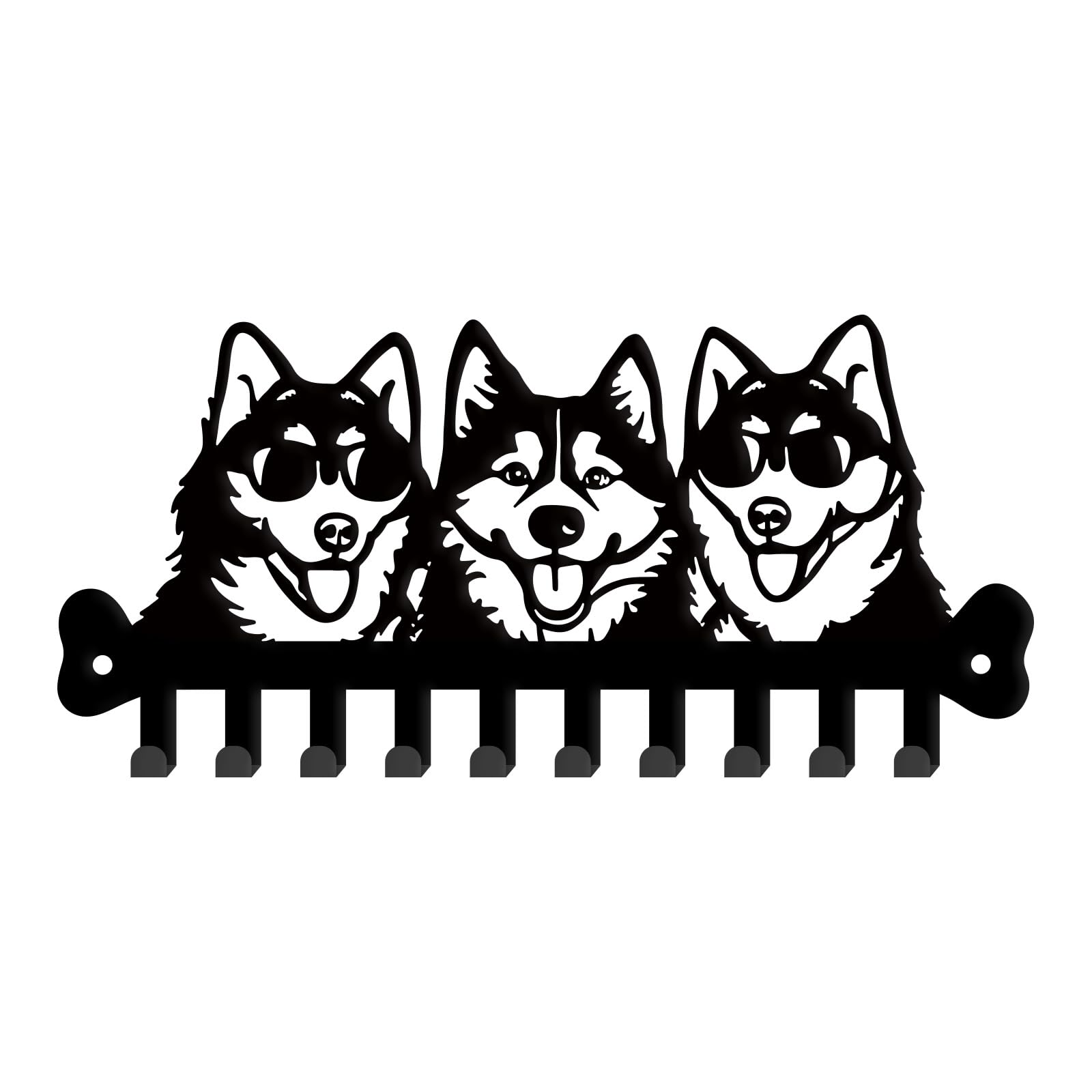 Cadeau pour les amoureux des chiens porte-clés mural Husky noir