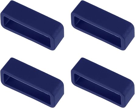 uxcell Watch Band Strap Loops, Rubber Replacement Fastener Rings Silicone Watch Holder Keeper for 20mm Width Watch Band, Deep Blue 4 Pcs