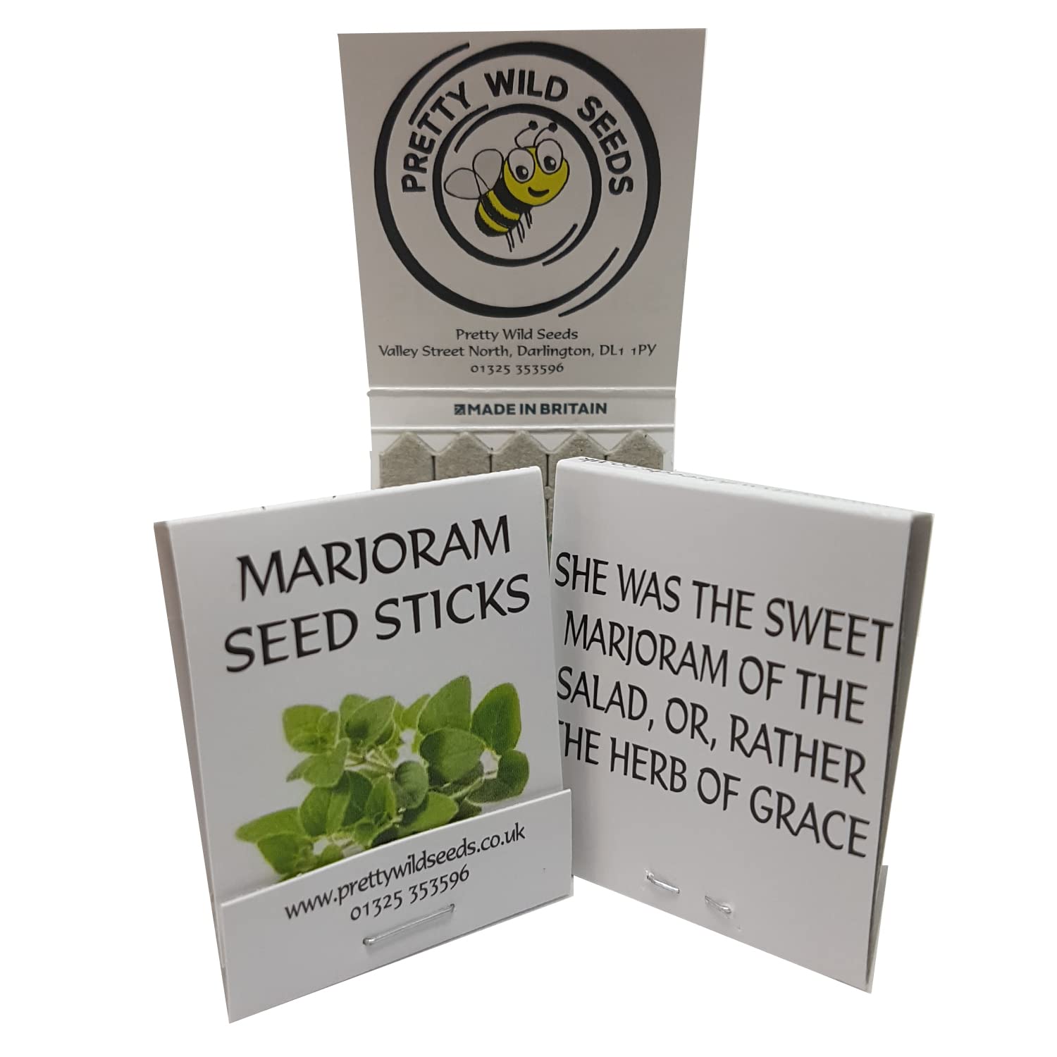 Herbs Seed Sticks Matchstick Packets Made with Real Herb Seeds Birthday Party Bag Fillers Promotional Items Giveaways (Marjoram, 50 Packets)