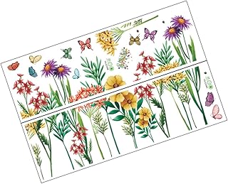 DOITOOL 2 peças Adesivo de parede de plantas verdes e flores adesivos de parede removíveis para crianças adesivos retrô adesivos de parede de flores removíveis quarto interior decalque de parede quarto de berçário pegajoso 3D