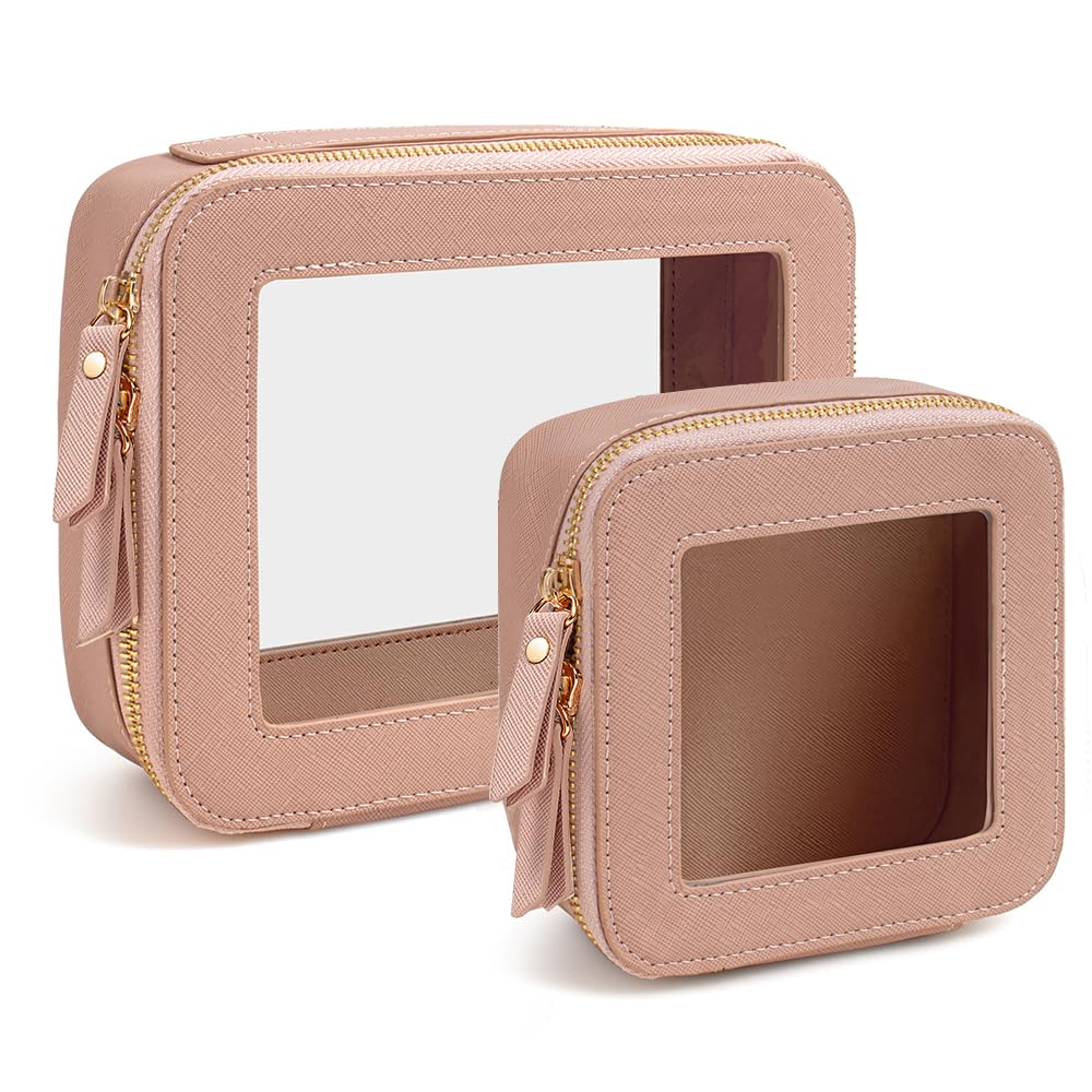 Bolsa de maquillaje transparente pequeña, mini estuche de cosméticos de viaje transparente aprobado por la TSA, bolsa de aseo con cremallera, bolsa de maquillaje portátil para bolso, viajes