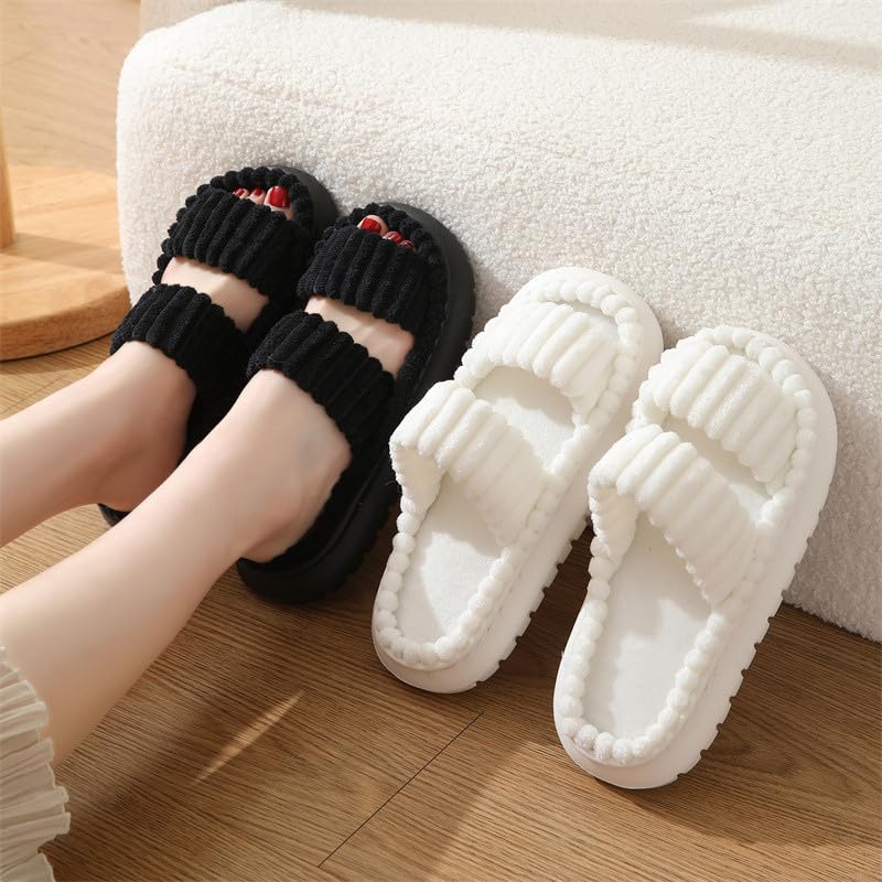 Minimalist Fluffy Slippers, Soft Comfort Warm Open Toe Bedroom Sandals for Gifts, Bedroom Slippers for Fall & Winter for Women 2025 Men Plus Size Slides3