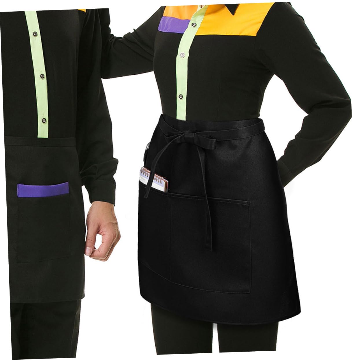 Alipis 5pezzi Grembiule Corto per Cameriere con Tasche Mezzo Grembiule da Lavoro per Bar e Caffetterie Facile da Pulire