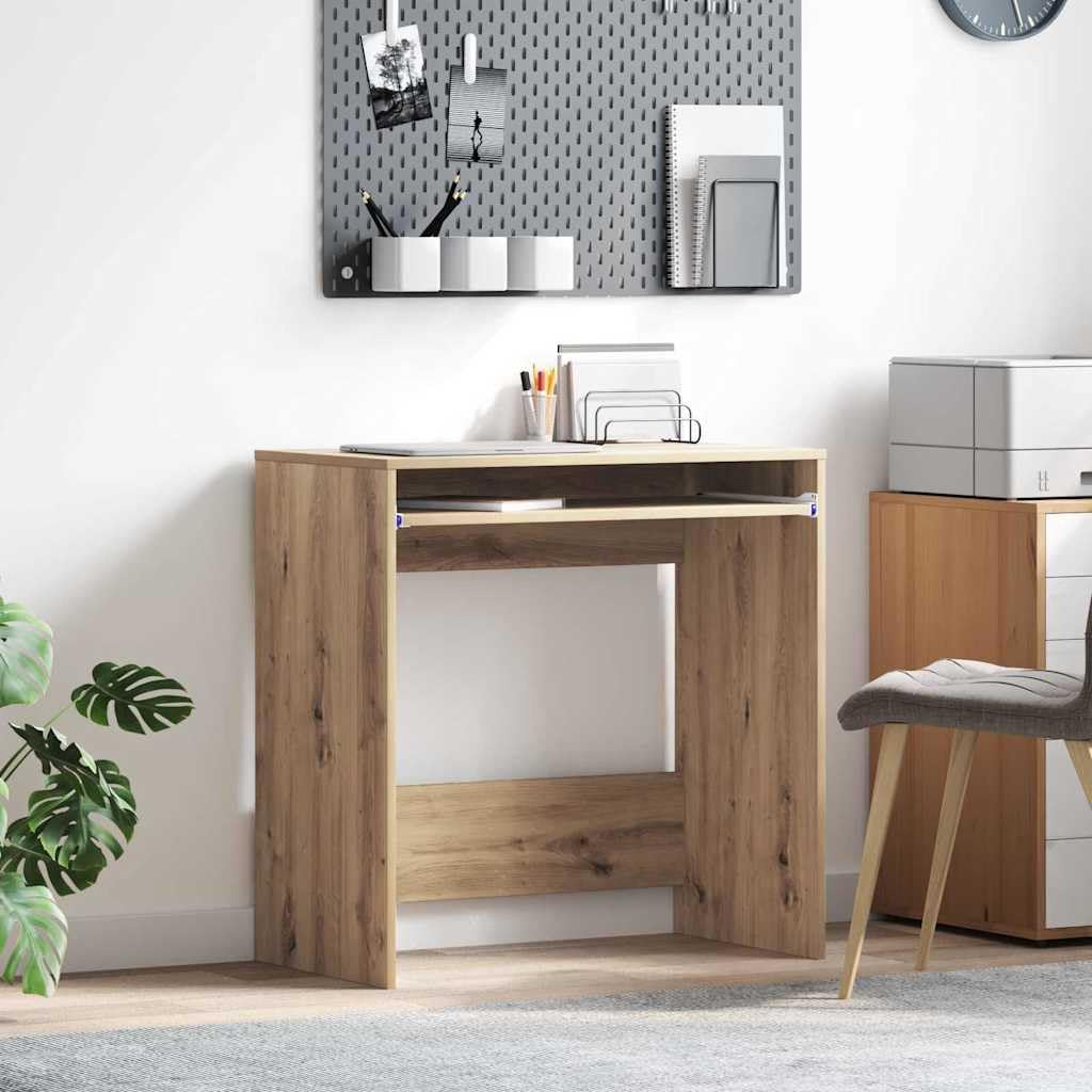 Tavolo per computer con mensola, rovere Artisan, 77,5 x 43 x 79 cm, materiale in legno, moderna scrivania per casa, ufficio, giochi, cameretta dei bambini, pratico spazio