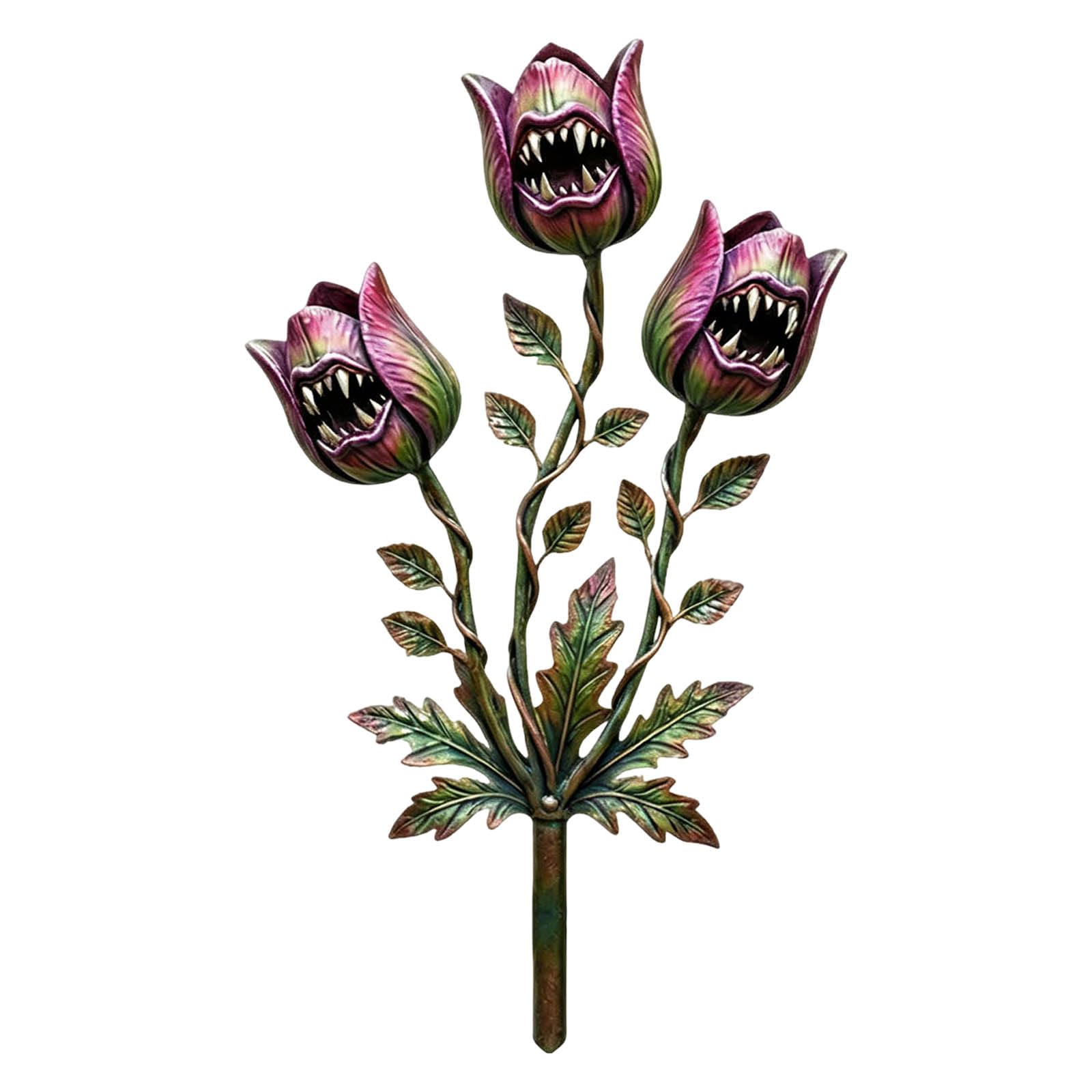 Corlidea Fancy Metal Garden Stake for Carnivorous Plants, Large Living Plant Sculpture Venus Fly Trap, Outdoor Decoration for Gardens, Flower Beds and Patios