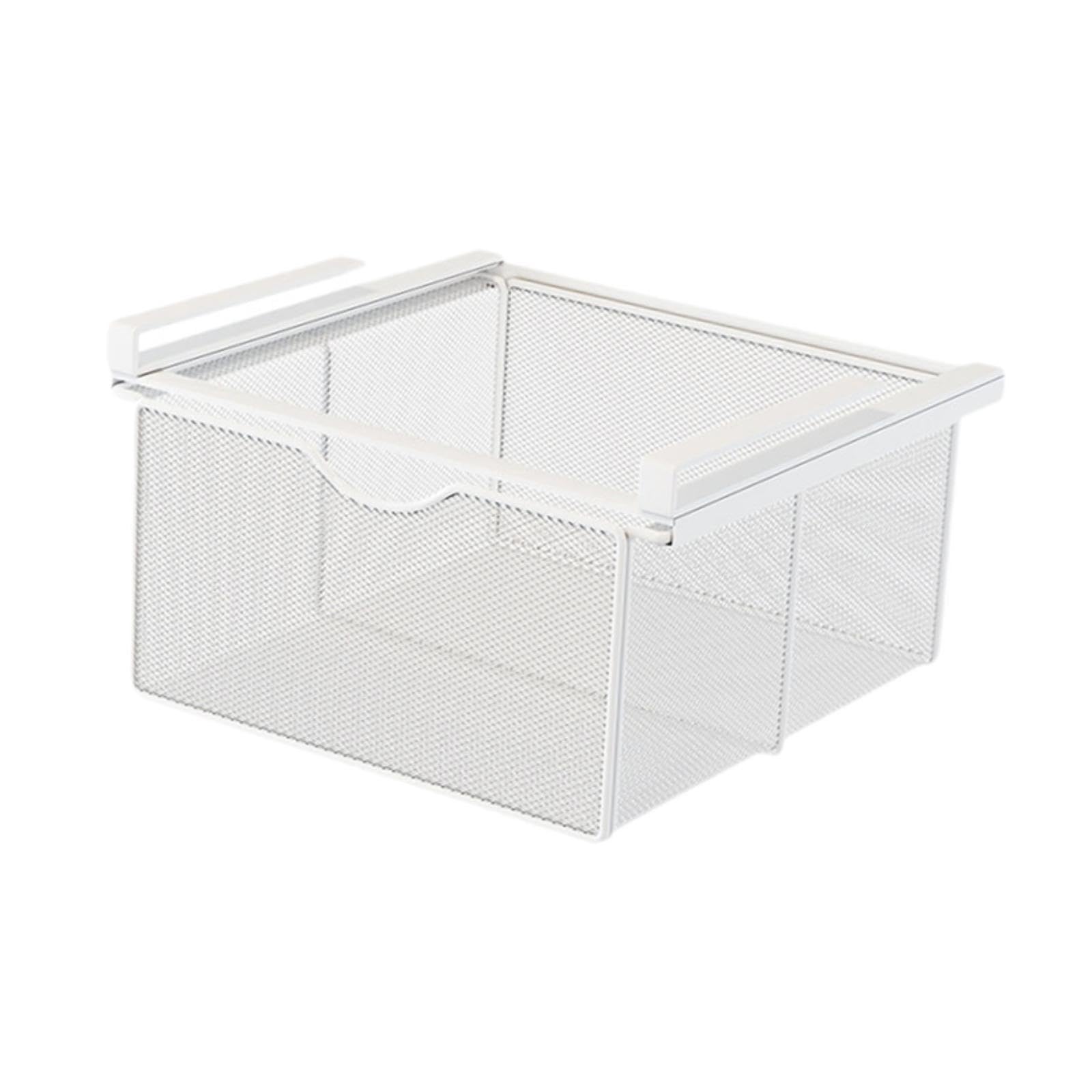 perfk Cajón extraíble Colgante para Armario, Cesta de Almacenamiento de Malla Resistente, Cesta Deslizante Debajo del Estante para encimera de gabinete de, Blanco