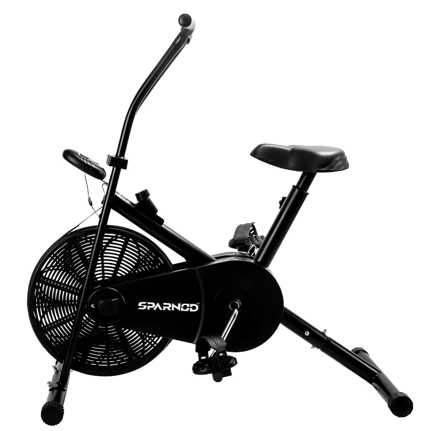 Sparnod Fitness SAB-04 Upright Air Bike Exercise Cycle for Home Gym - Adjustable Resistance, Height Adjustable Seat, Maximum User Weight - 120 kg