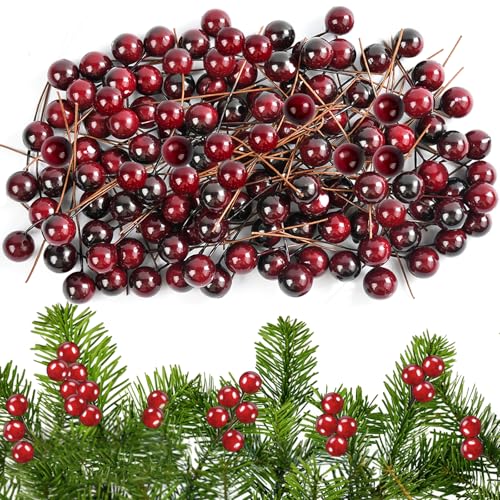 Rote Beeren Deko Weihnachten 100 Stück Weihnachtsbeeren 10mm...