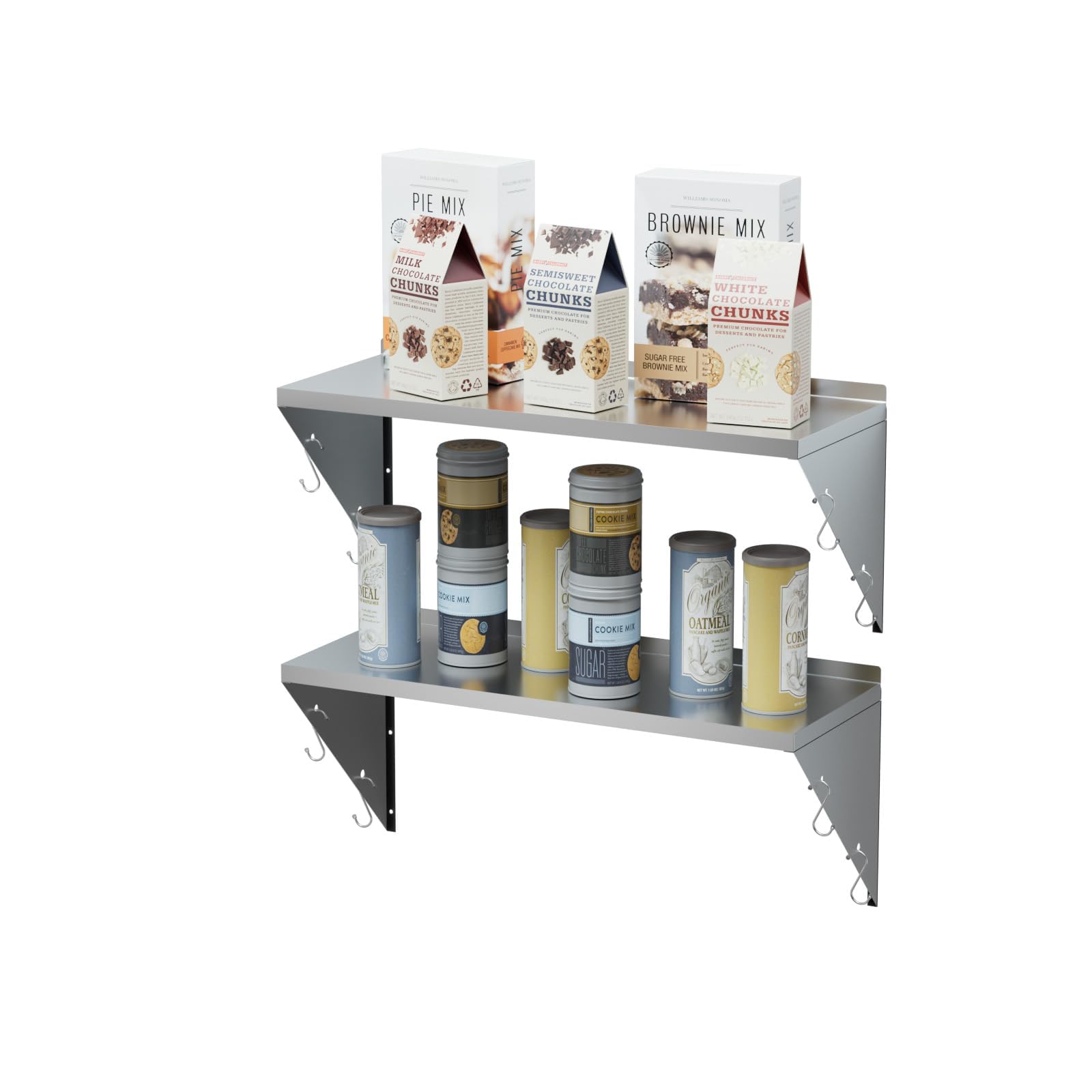 TAIMIKO Lot de 2 étagères murales en acier inoxydable pour cuisine 100 x 30 cm