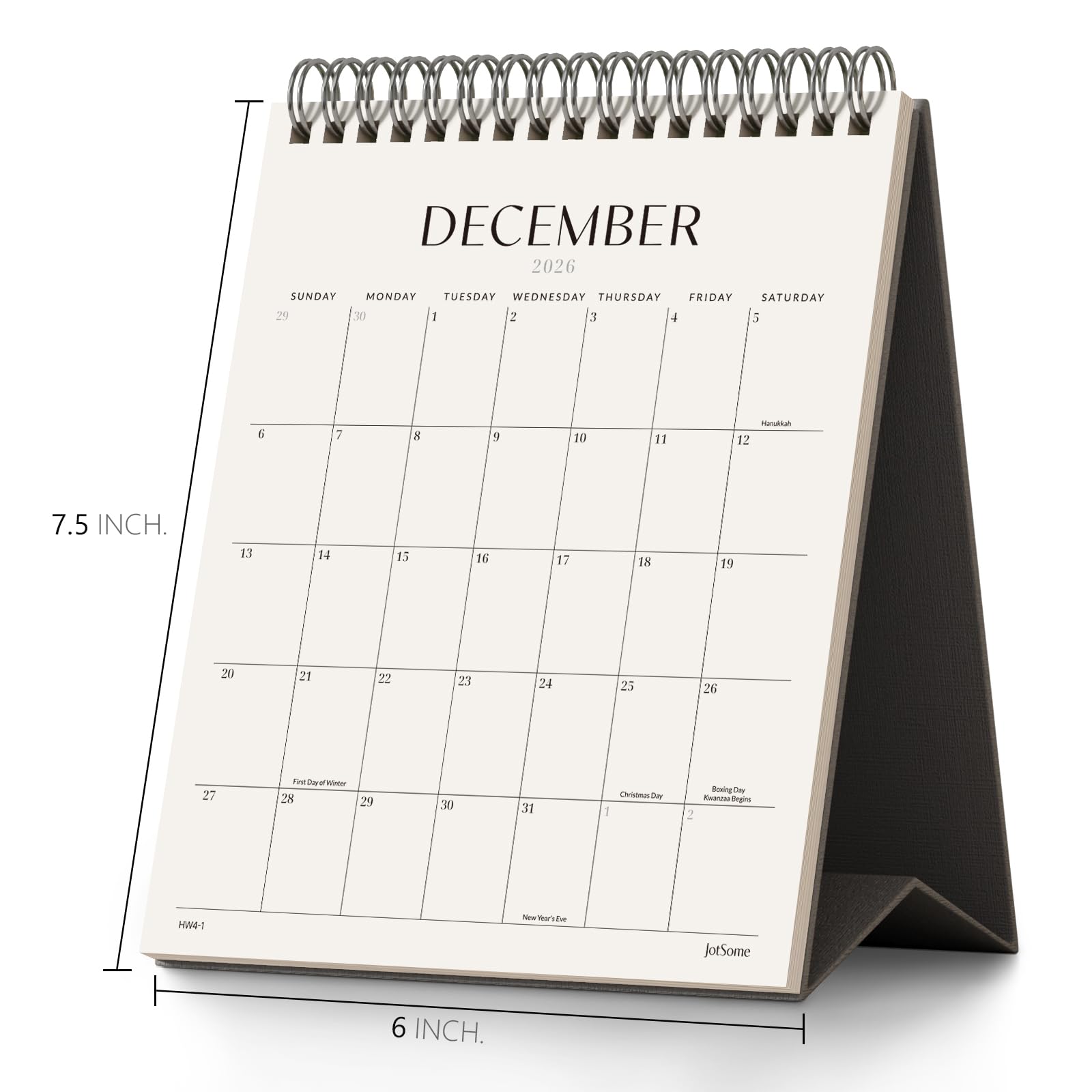 Calendario de escritorio 2026 (negro, pequeño)