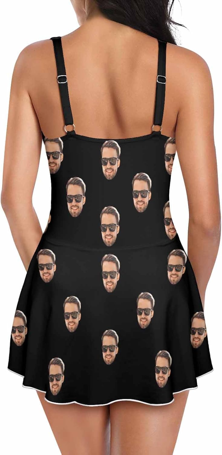 Custom Funny One Piece Bathing Suits Personalized Swimsuits for Women with Husband Face Swim Dress for Swimwear - Image 5