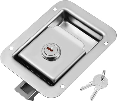 WINOMO RV Trailer Door Lock Stainless Steel Locking Paddle Latch Heavy Duty Flush Mount with Key for Toolbox, RV, Camper, Electrical Cabinet, Trailer and Truck Doors