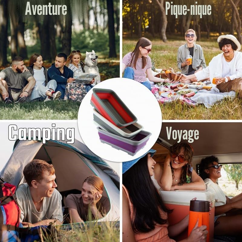 Lot de 3 bols à vaisselle pliables en plastique de 10 L pour cuisine, camping, voyage, extérieur, voiture, lavabos | Assortis