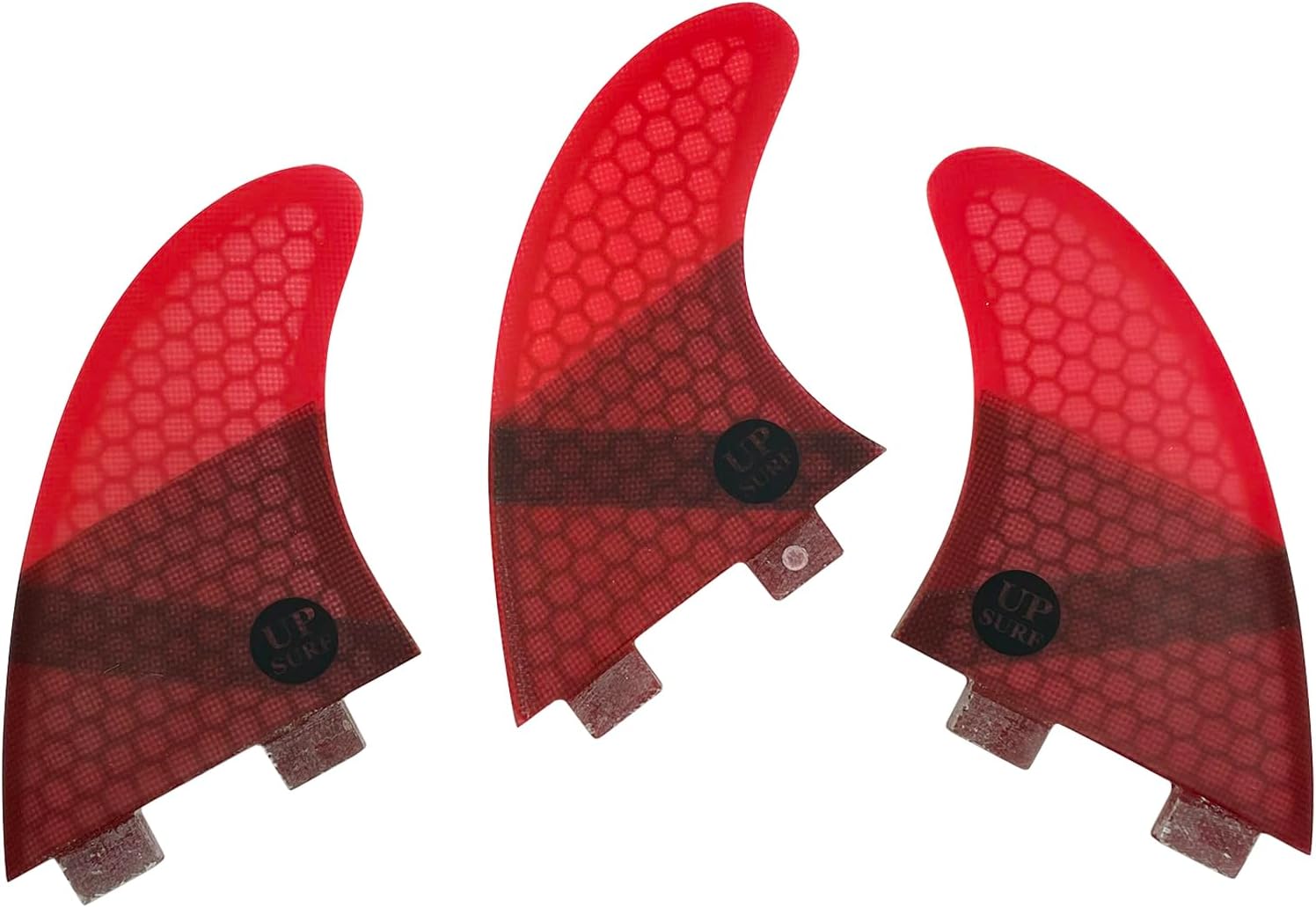 Fibreglass Surfboard Fins M Size Thruster Double Tabs Fins Style (3 Fins) by Choose Color (red K2.1)