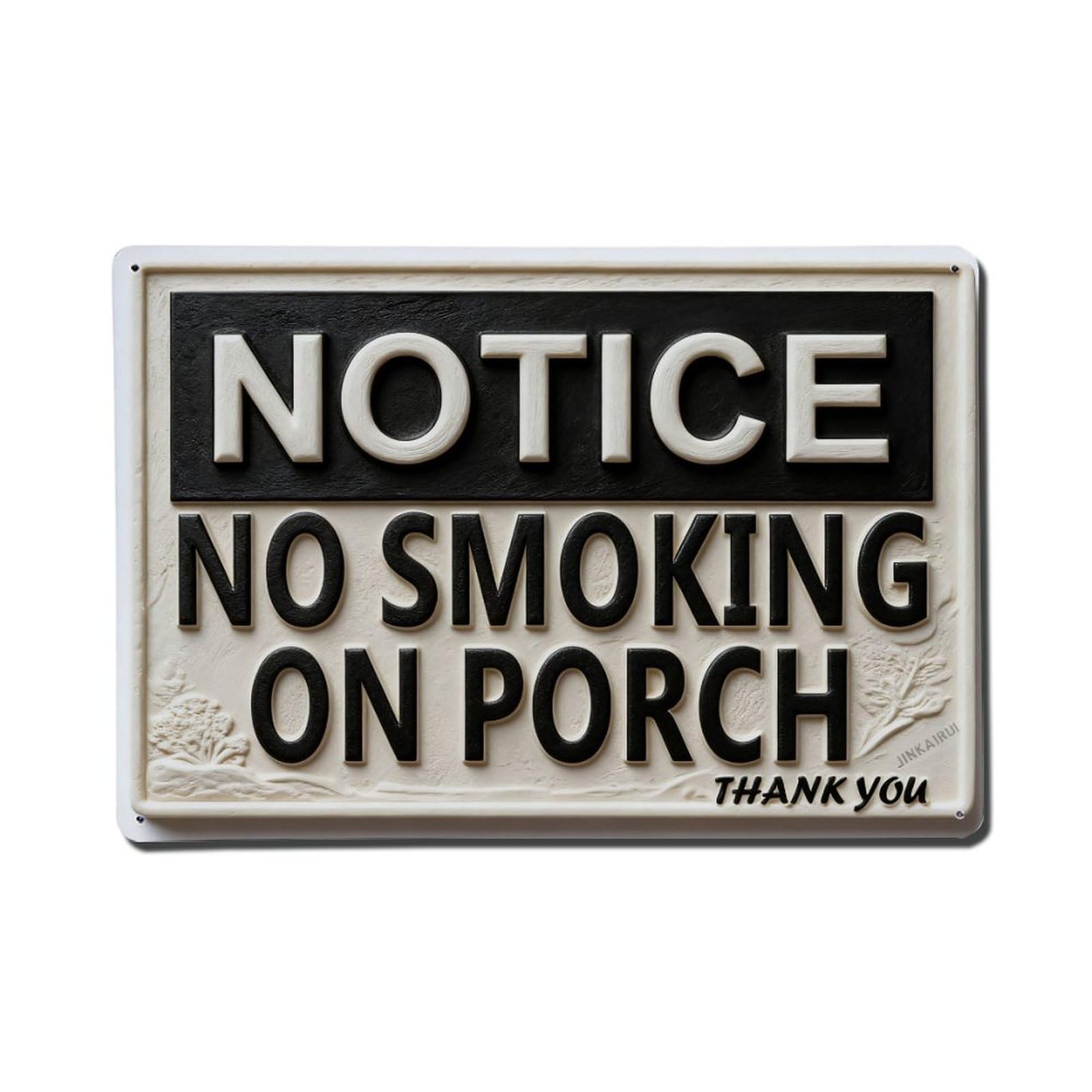 Iageret Vintage Notice No Smoking On Porch Thank You Metal Tin Sign Retro Wall Decor, Bar Garage Cafe Kitchen Home Wall Art Poster Decoration 8X12inches