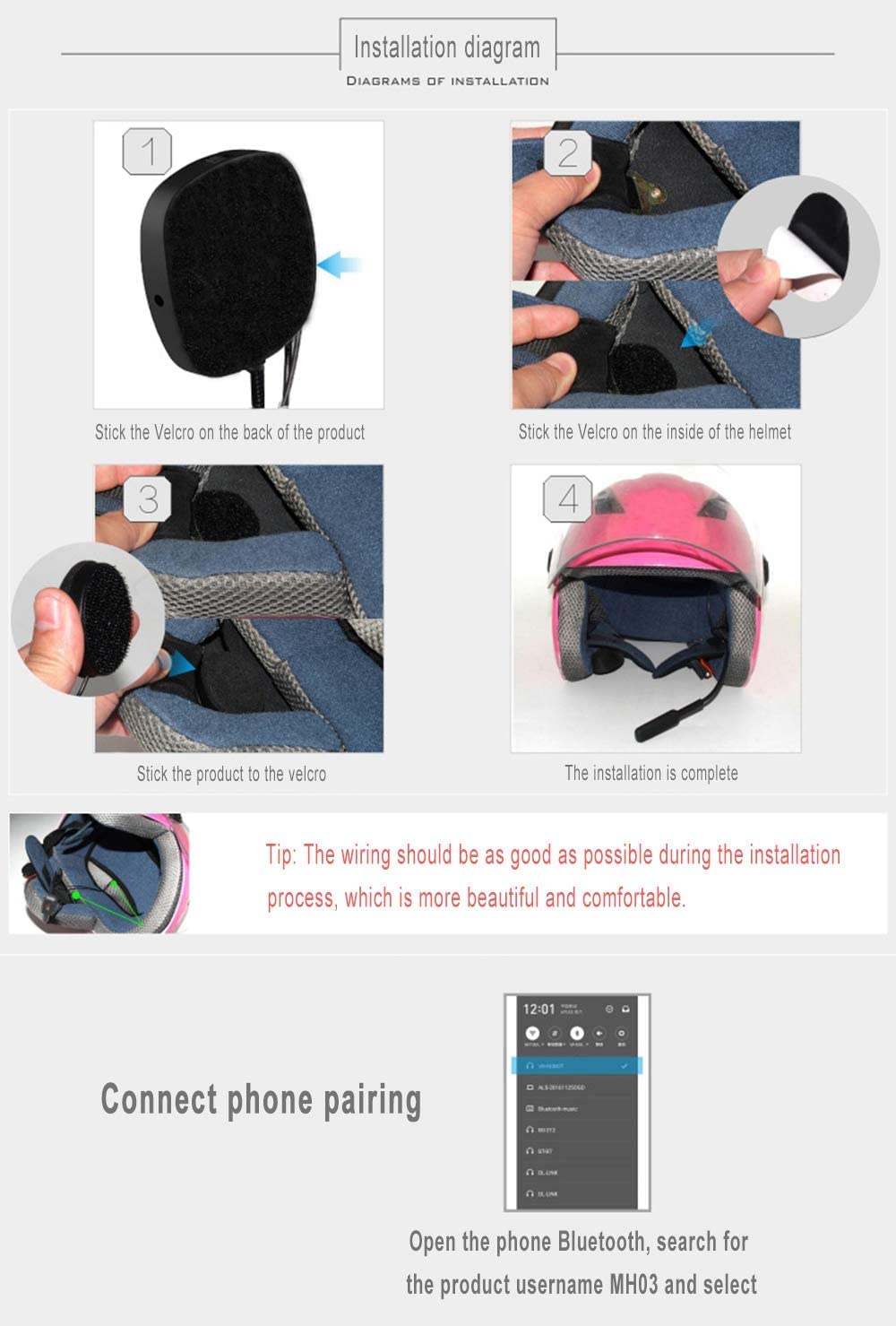 Casque de Moto Bluetooth 5.0 pour Casque de Moto, Mains Libres sans Fil, Haut-parleurs de Musique, contrôle des appels Microphones, écouteurs Anti-interférences (Gris)