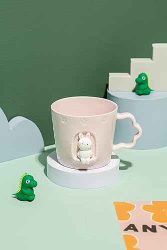 Miniatura 4 de DIHOclub Taza de cerámica de conejo con ventana de animales y dibujos animados, hecha a mano, regalo de vacaciones y cumpleaños para hija, hijo,