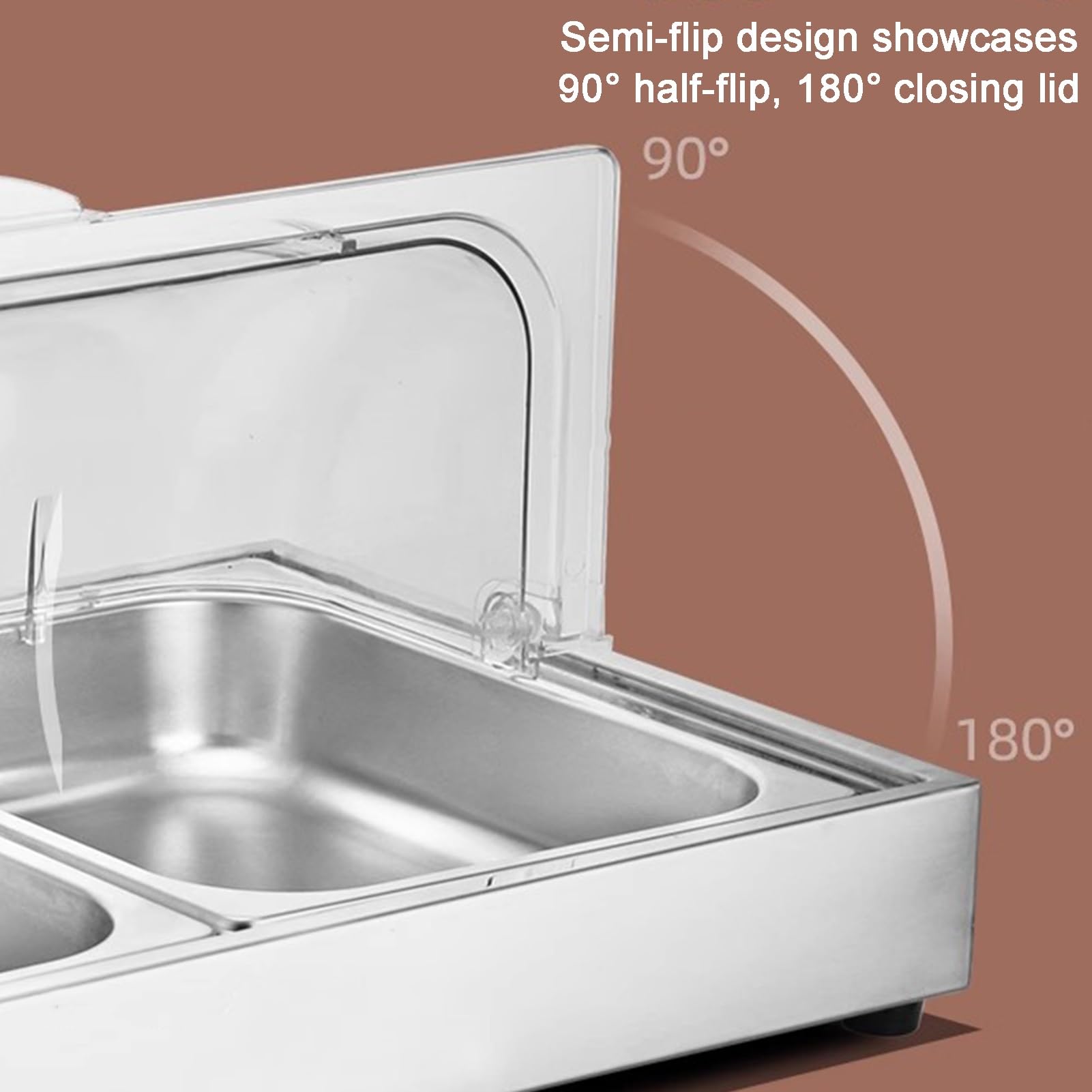Bandeja transparente para servir alimentos helados, cubierta superior enrollable, recipiente para bufé de mariscos, 2 platos de rejilla para frutas y aperitivos, 4 cm de profundidad