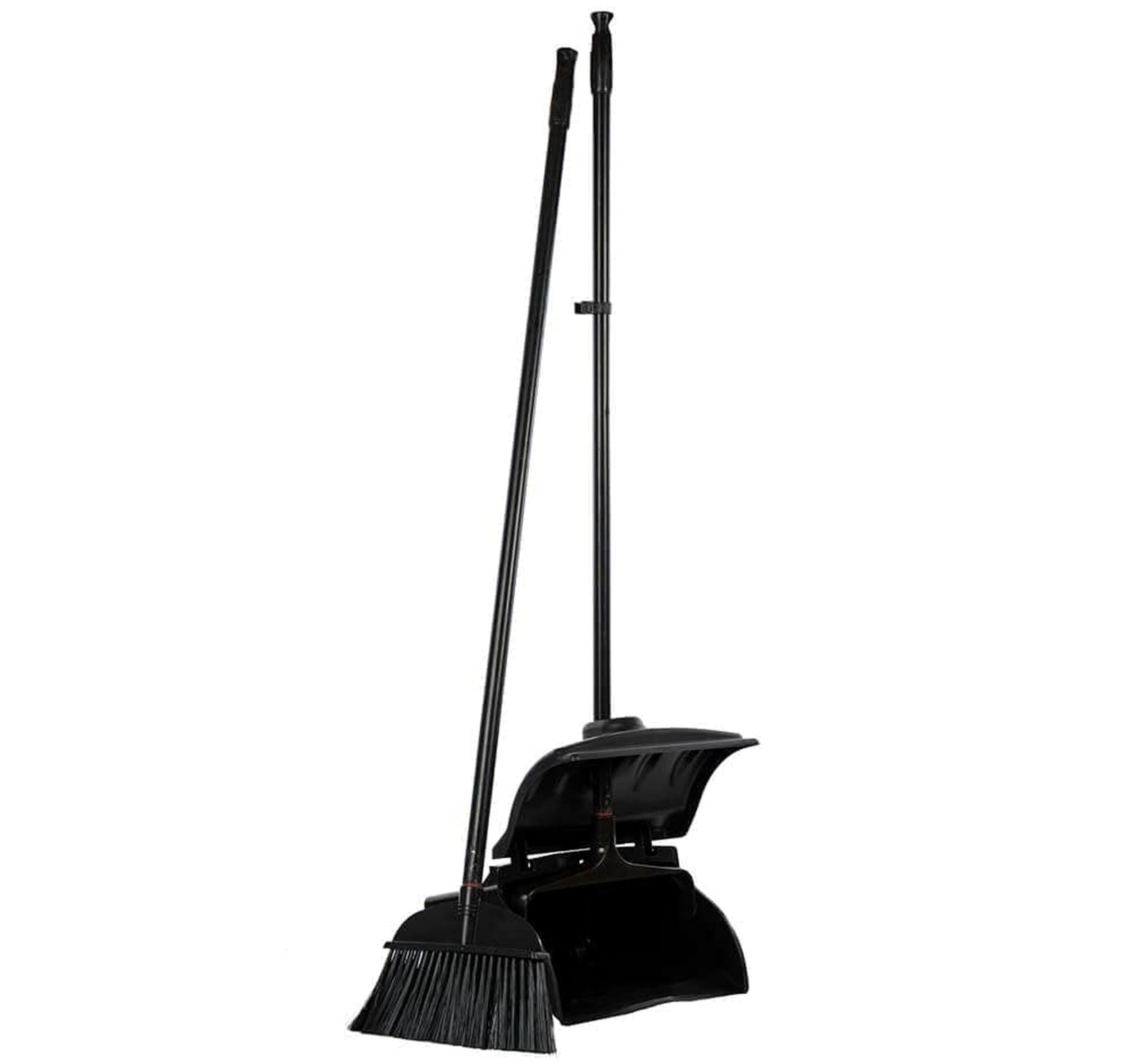 Dhwani Enterprise Dust Pan and Lobby Hard Floor Broom Set Plastic Material Durable Plastic Dustpan with Long Handle Broom | Upright Cleaning Set for Home, Office & Commercial Use Black