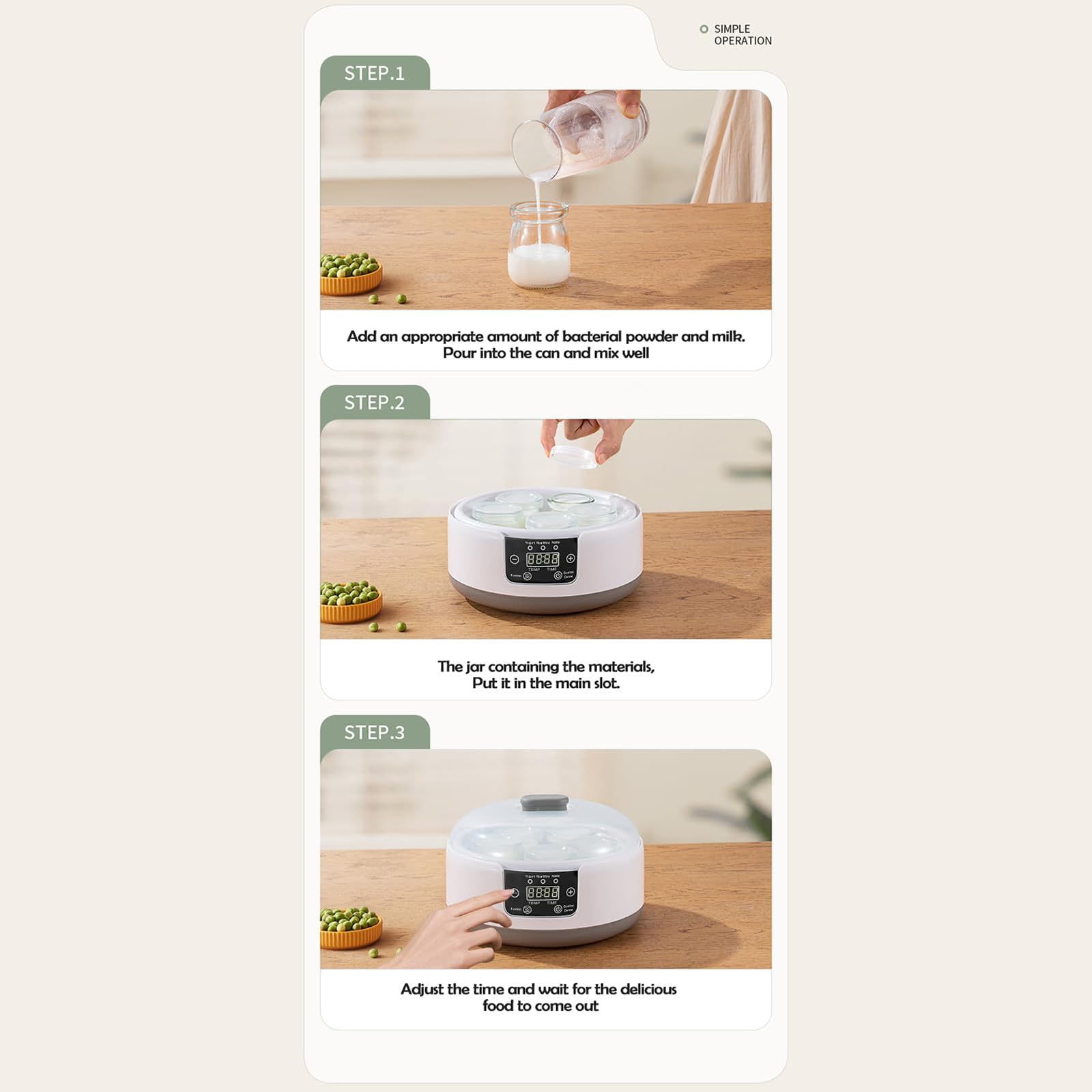 Yogurtiera per Yogurt Probiotico, Macchina Automatica per Yogurt | Yogurtiera con controllo di temperatura e tempo, yogurtiera con vasetti in vetro per yogurt greco e vegano fatto in casa