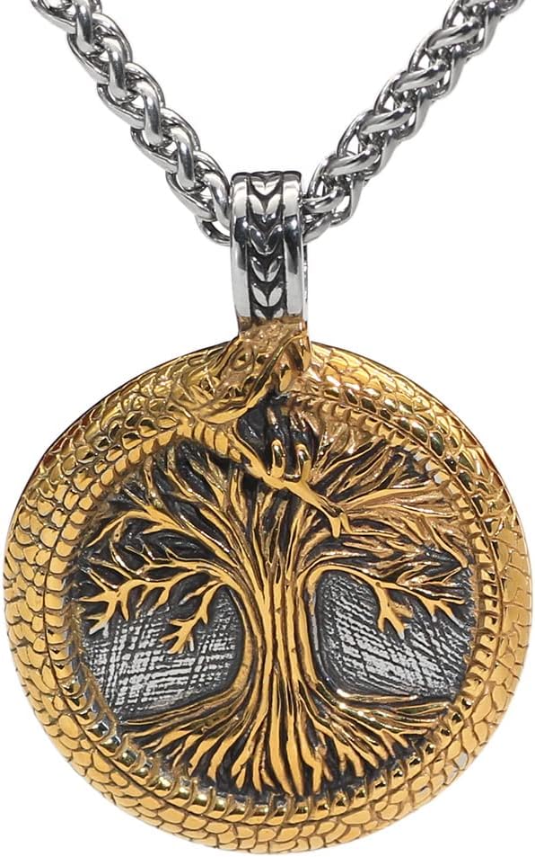 nordic viking tree of life Scandinavian Yggdrasil necklace for men gift with valknut bag norse jewelry for men women