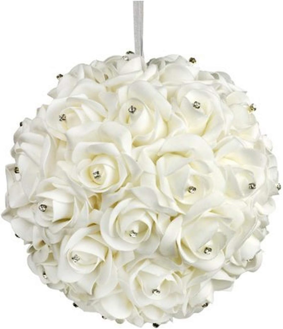 Galt International G&A Decor - White Flower Pomander Kissing Ball (White, 10 Inches)
