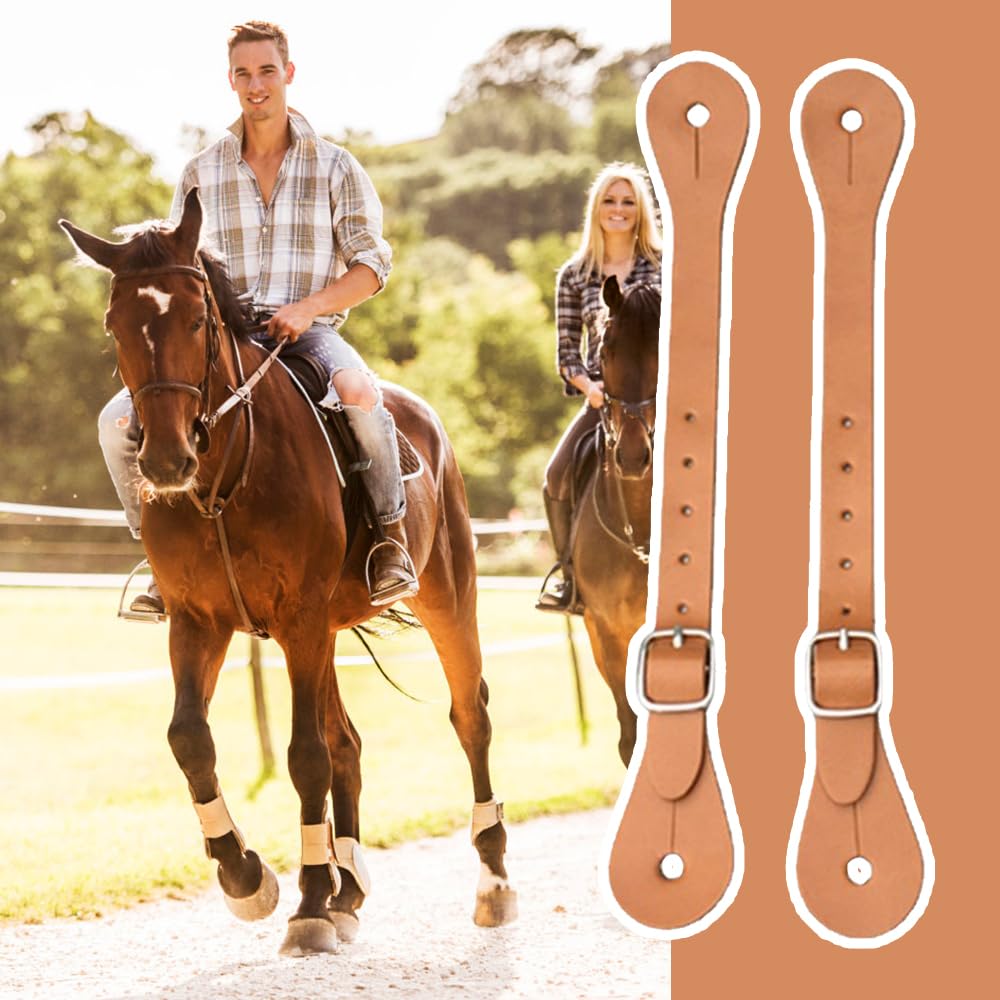 MiOYOOW 2 cinghie per spore in pelle, stivali regolabili con 6 fori per uomini e donne cavaliere cowboy cowgirl