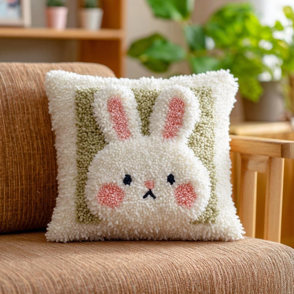 Henypt Latch Hook Cushion Kits Rabbit