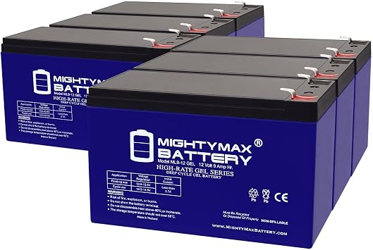 Mighty Max Battery 12V 9AH Gel F2 Replacement Battery Compatible with Linear SLD, SLC Slide Gate Operator - 6 Pack