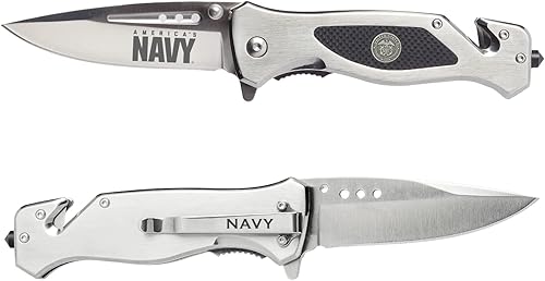 Miniatura 10 de Navaja plegable azul marino Elite Black Stealth - Cuchillo USN Rescue - Gran regalo para el marinero en tu vida