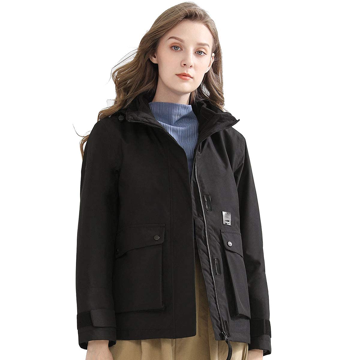 Veste de ski imperméable 3-en-1 pour femme veste hiver coupe-vent chaude