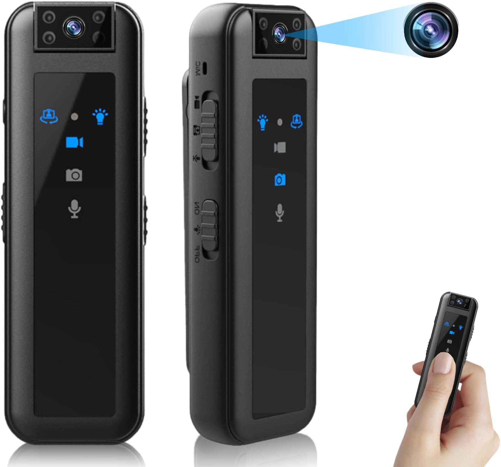 Bewinner Wearable Body Camera, Mini Video Recorder with Night Vision, 1080P 180° Rotatable Lens Portable Video Camera for Walking Riding Outdoor Home