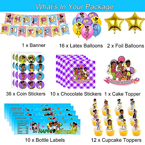 Gracies Corner Decorations, Birthday Party Supplies Decorations Includes ''Happy Birthday'' Banner, 16 Balloons, 10 Bottle Labels, 24 Stickers, Cake Toppers,12 Cupcake Toppers,2 Foil Balloons #TOP1