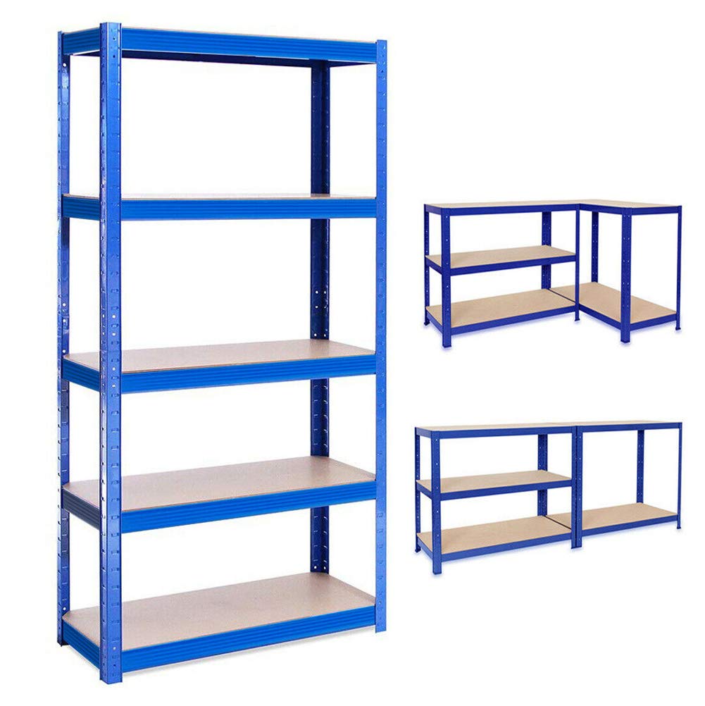 Rayonnage Magasin 5 Niveaux Etagères en Panneau MDF Robuste Etagère de Garage 170 * 75 * 30 cm, Bleu