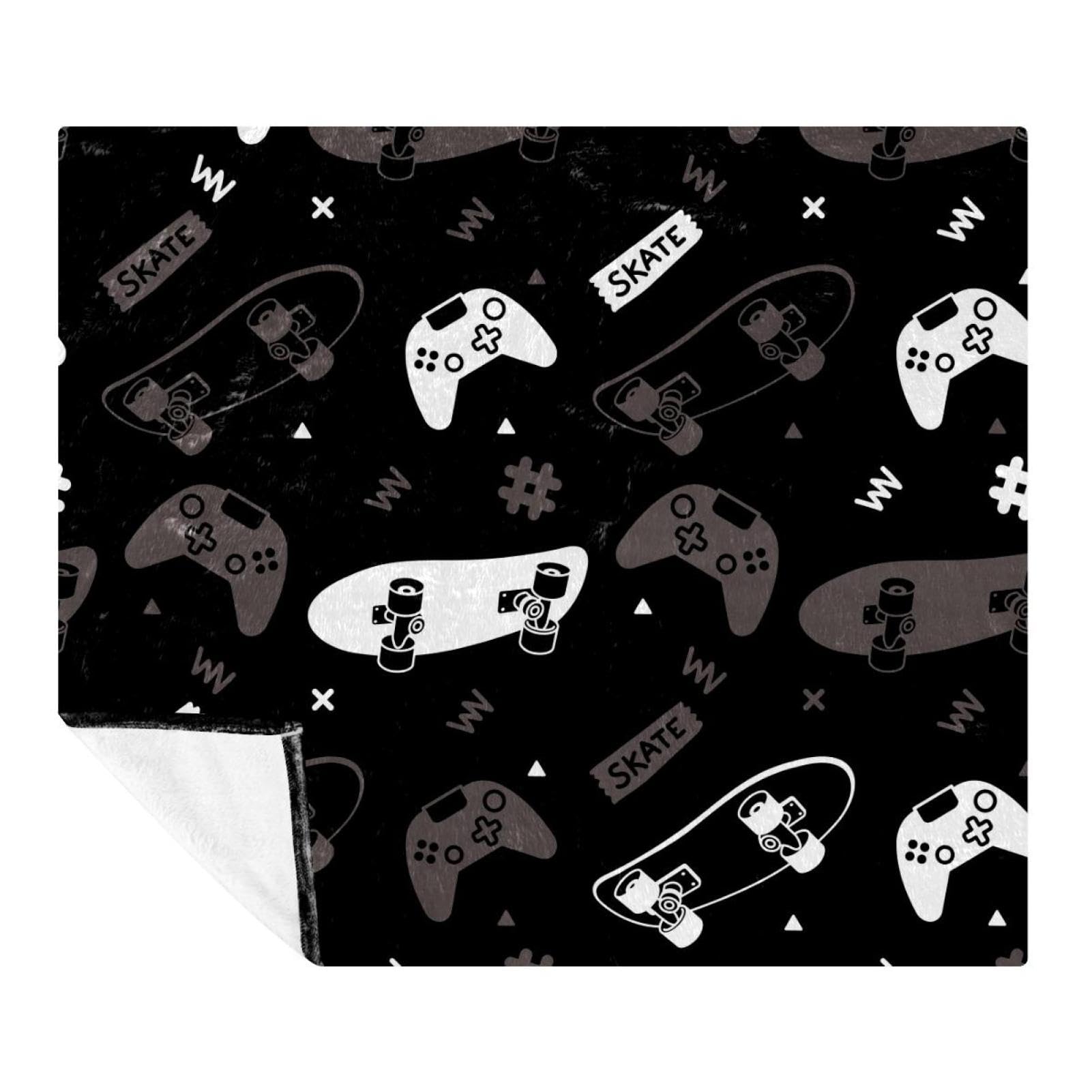 Couverture polaire 150x200 pour enfant et adulte avec motif manette de jeu vidéo