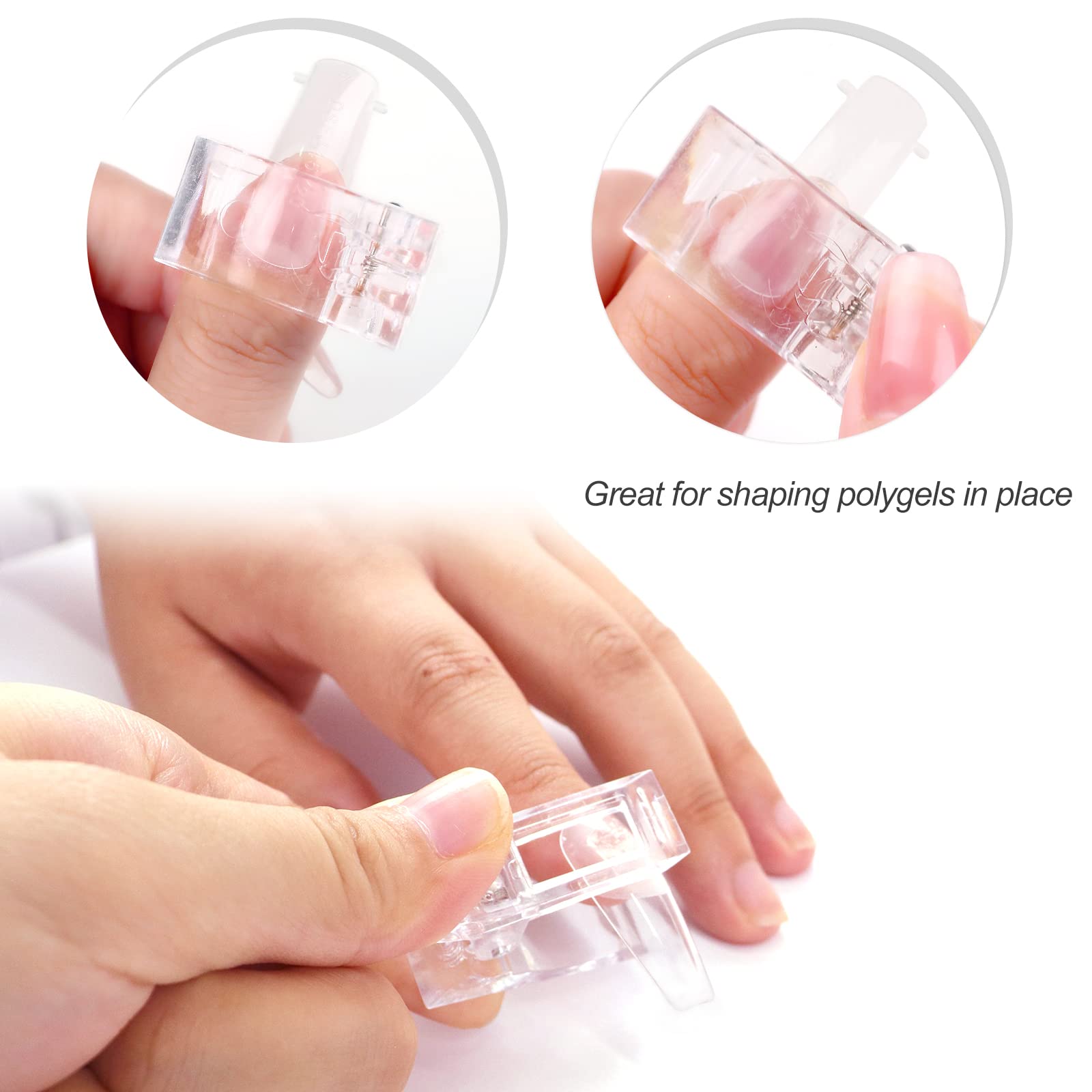 Sularpek 5 Pcs Pince à Ongles Polygel Clip Ongles, Extension Transparente, Outil Nail Art pour Gel UV Rapide