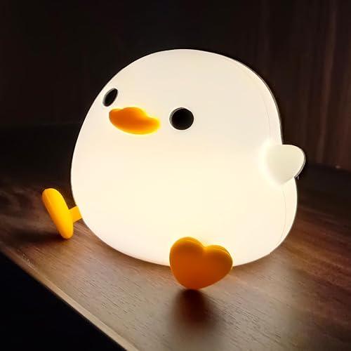 Linda lámpara de mesa de luz nocturna de silicona de pato para niños, habitación de bebé, sala de estar