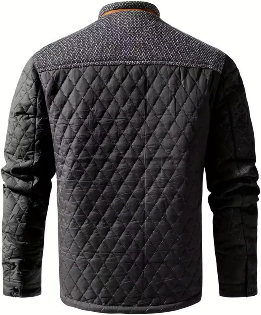 INVACHI Men's Casual Diamond Quilted Puffer Down Jacket Lightweight Business Button Coat with Stand Collar - Image 2