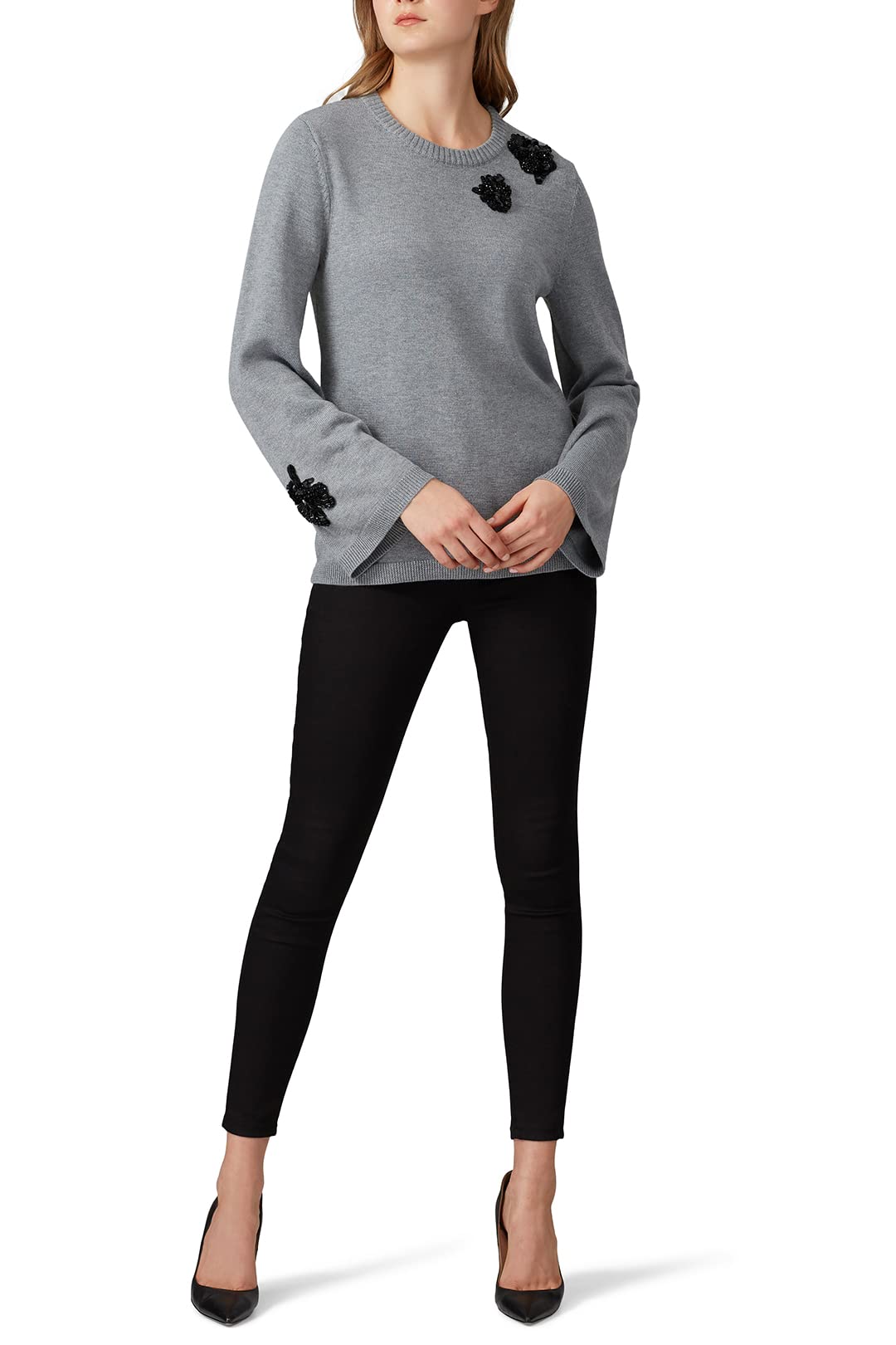 Rent The Runway Pre-Loved Grey Embellished Sweater