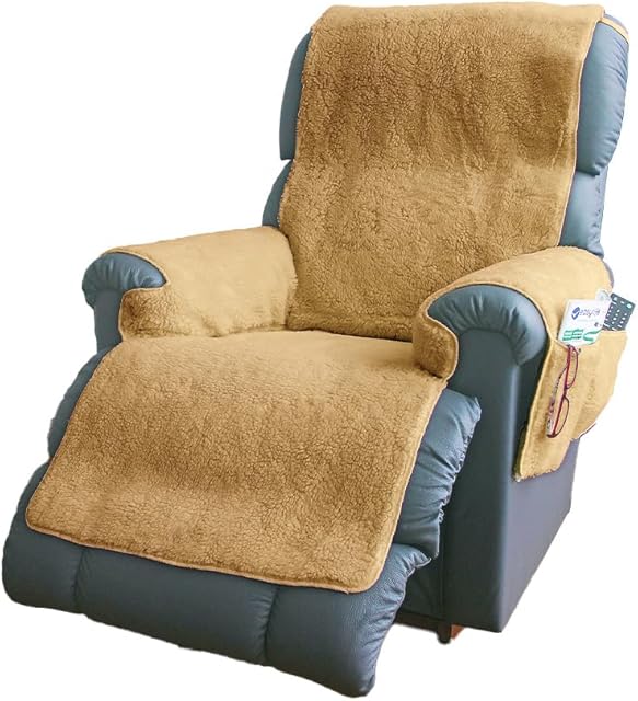 easylife lifestyle solutions Fleece Recliner Chair Cover | Protects Recliners from Spills And Stains | Slip-Resistant Backing, Elasticated Straps To Hold In Position - Chair Covers For Armchairs
