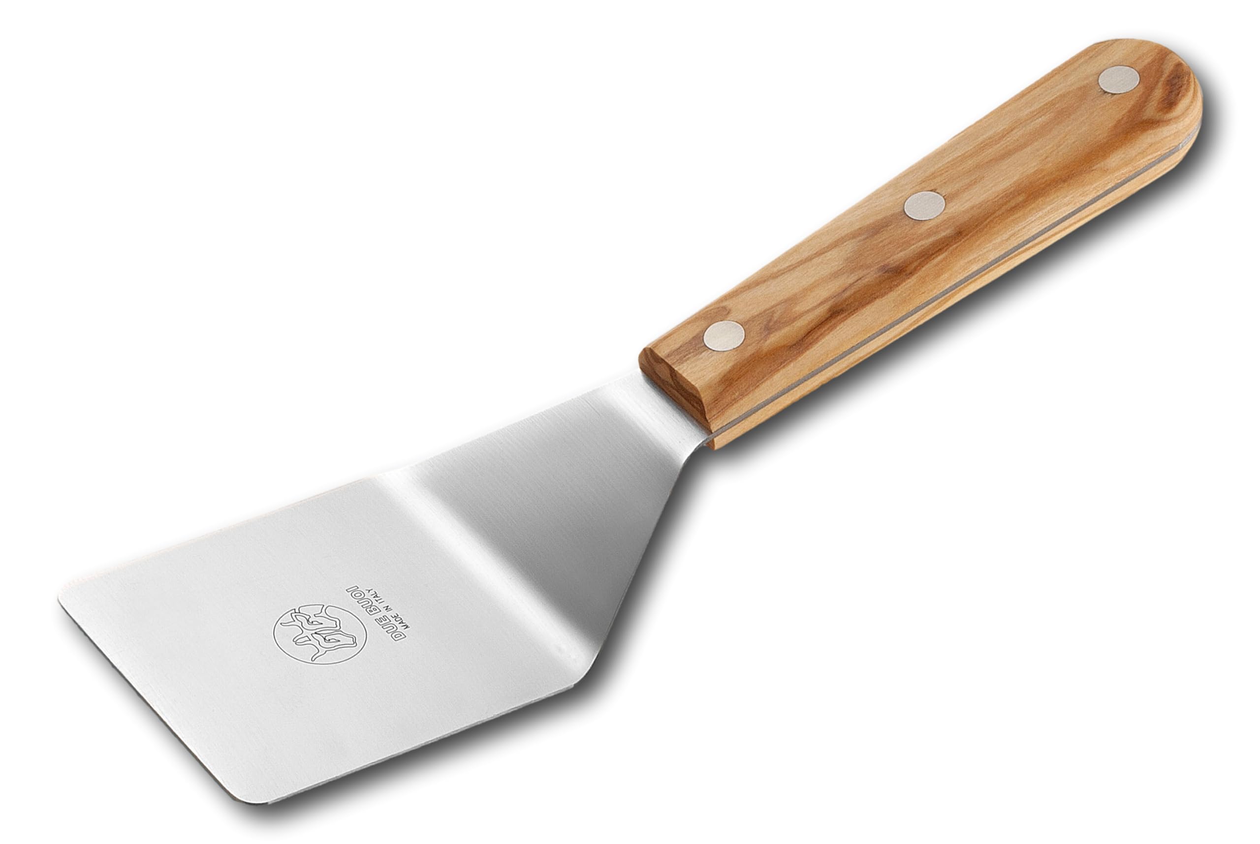 DUE BUOI | Juego de 6 Espátulas de Acero Inoxidable - Mango de Madera de Olivo