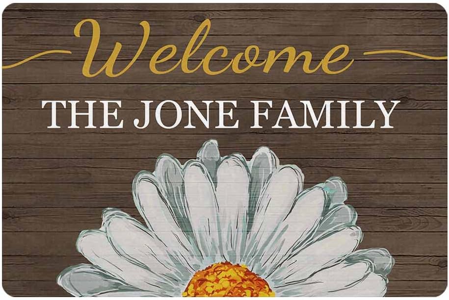 MyPupSocks Custom Door Mat, Personalized Rug Welcome Daisy Name Doormat Door Mat Floor Rug Indoor Outdoor Front Entrance Bathroom Living Room Non Slip Decor 24x16 Inches