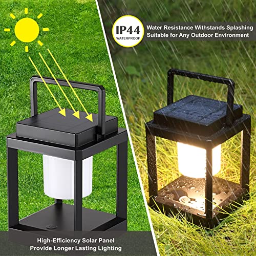 Letry Outdoor Table Lamp, 3-Level Brightness Led Nightstand Lantern, Portable Rechargeable Solar Lamp Waterproof, Touch Control Outdoor Lamps Cordless Lantern For Patio/Walking/Reading/Camping #TOP2