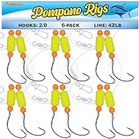 Vista 9 de Aparejos Pompano para Pesca de Surf en Agua Salada con Gancho de Doble Círculo y Espacio Amplio - Juego de 6 Accesorios de Pesca de Surf