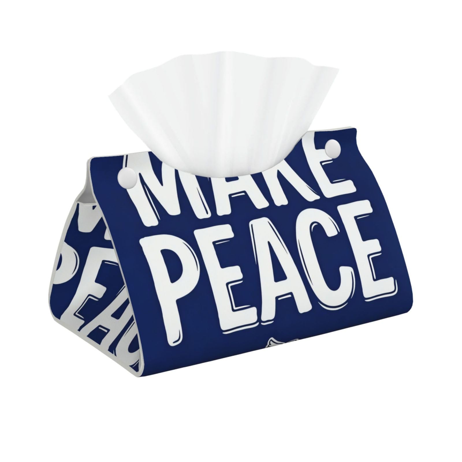 Make Peace Text Long Leather Tissue Box Cover-Waterproof PU Leather Tissue Holder for Bathroom, Decorative Rectangular Tissue Case