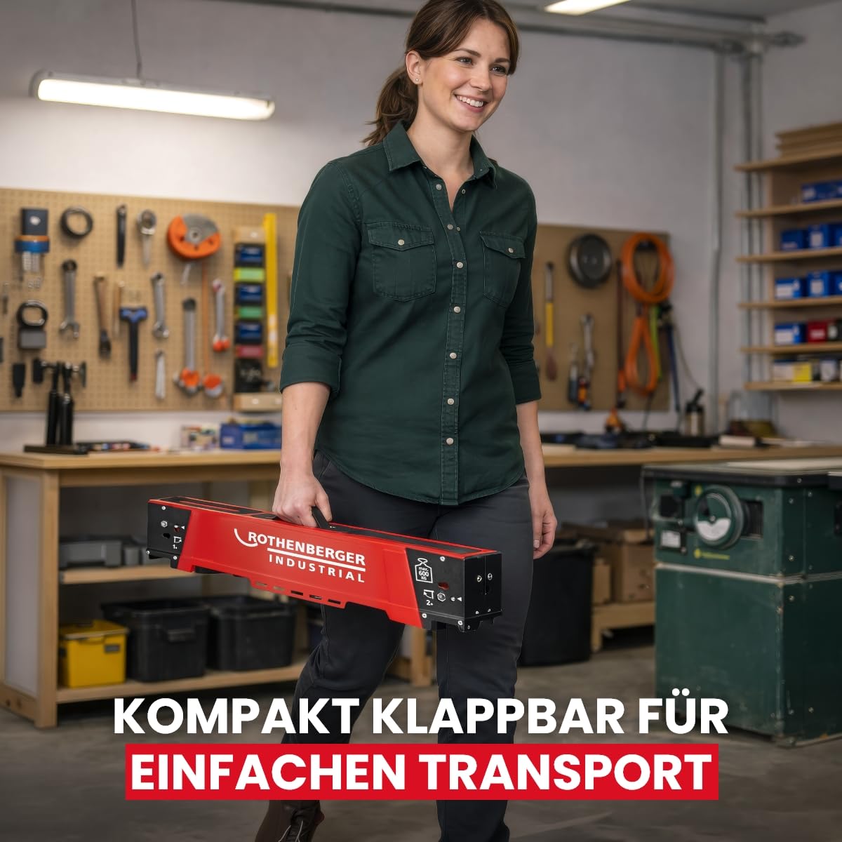 ROTHENBERGER Industrial Duo Falt Arbeitsbock, Sägebock, Unterstellbock, Klappbock 2er Set höhenverstellbar, klappbar, bis 600 kg belastbar