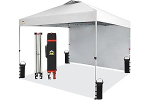 10x10 Pop Up Canopy with 1 Side Wall: Beach Tent for Events and Sun Shade