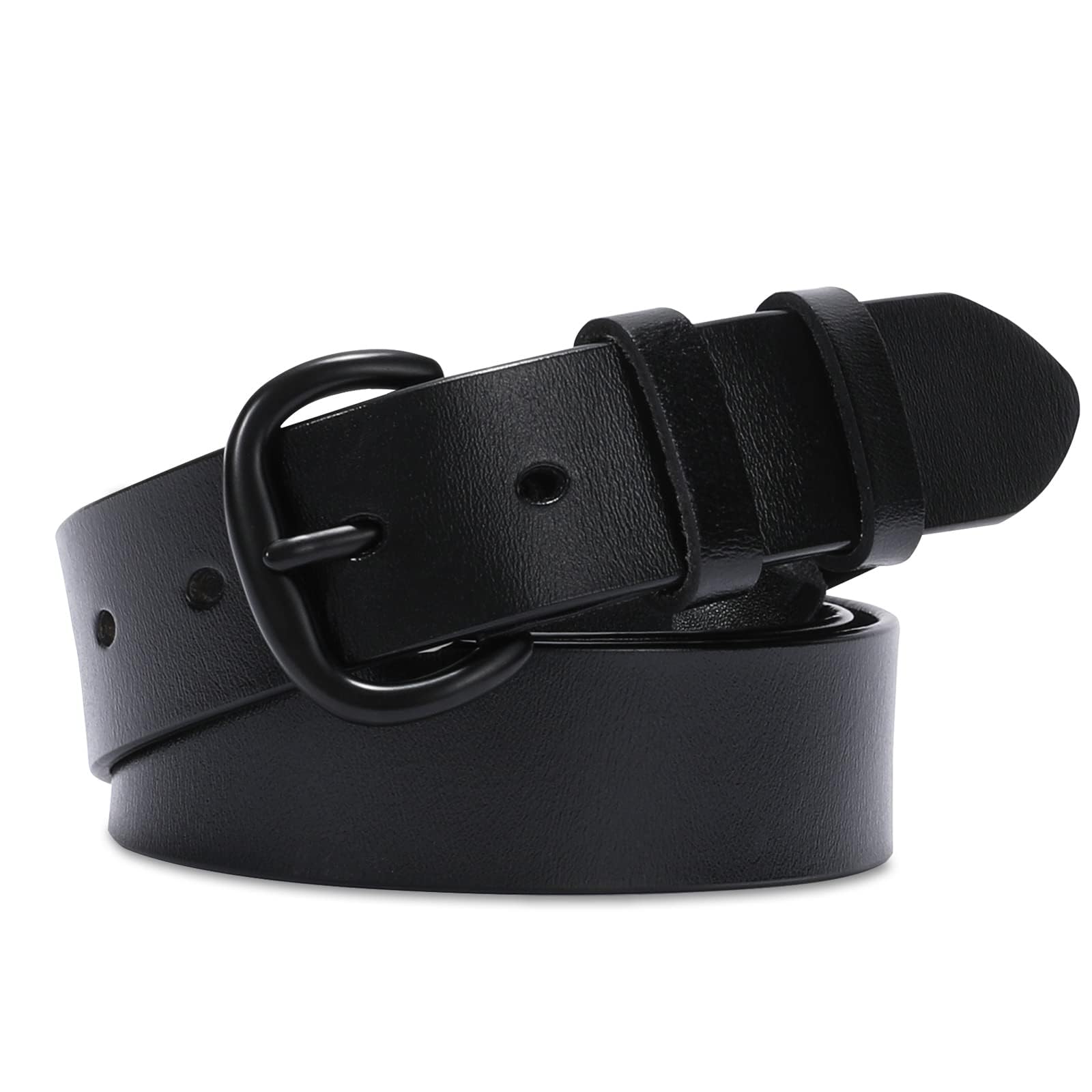 WHIPPY Women Leather Belt for Jeans Pants Dresses Black Ladies Waist Belt with Pin Buckle